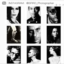 Spiro Photographer Retrato Portrait black-and-white image of 6 people, hair, outerwear and text that says 'INSTAGRAM: @SPIRO_Photographer ဂ'